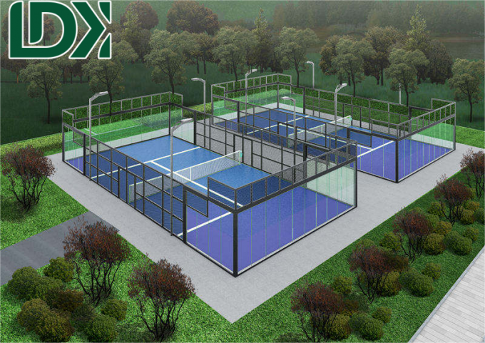 Professional 360° panoramic padel court with tempered glass fencing