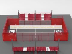 Outdoor Padels Court with Spectator Seating and Night Lighting